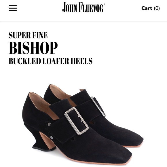 John Fluevog Shoes - John Fluevog Black Suede Bishop Buckled Heels sz 10.5 EUC whimsigoth loafers